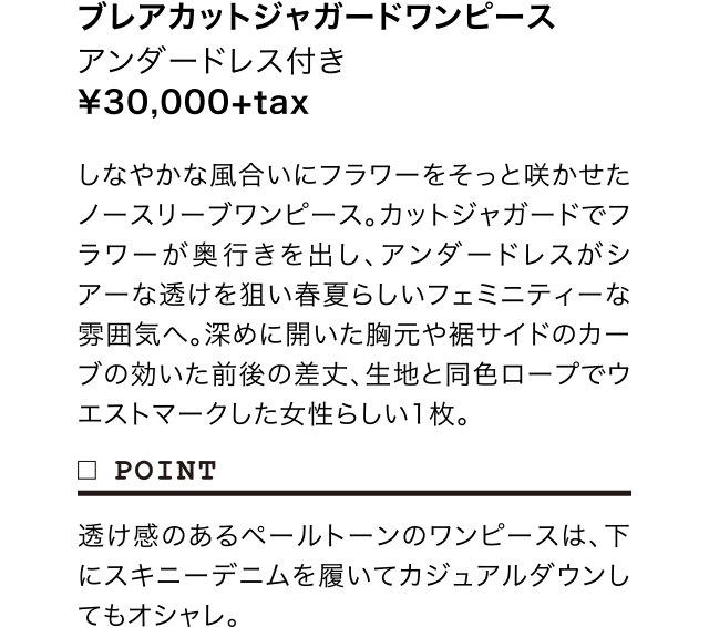ブレアカットジャガードワンピース アンダードレス付き ¥30,000+tax